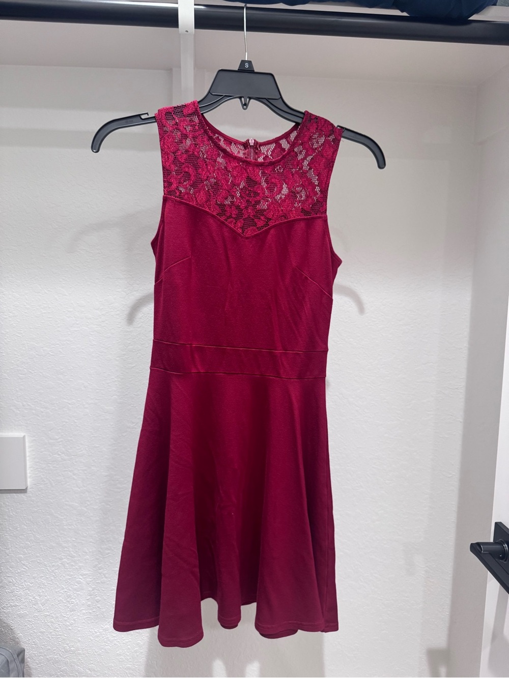 Sleeveless Burgundy Lace Fit & Flare Dress